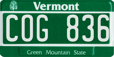 VT license plate COG836