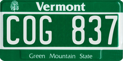 VT license plate COG837
