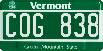 VT license plate COG838