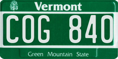 VT license plate COG840
