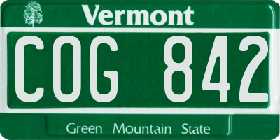 VT license plate COG842