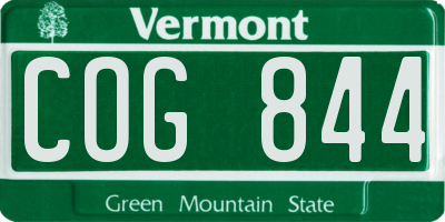 VT license plate COG844