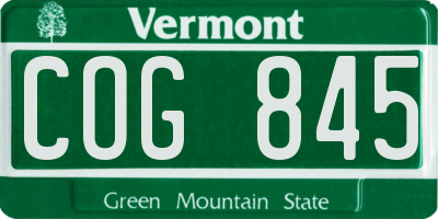 VT license plate COG845