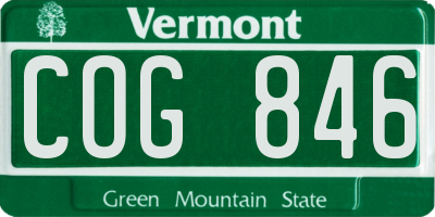 VT license plate COG846