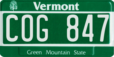 VT license plate COG847