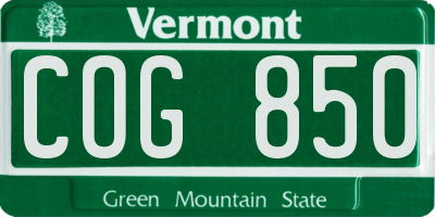VT license plate COG850