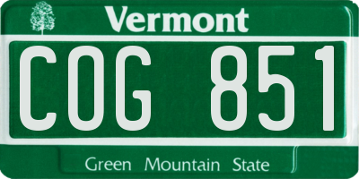 VT license plate COG851