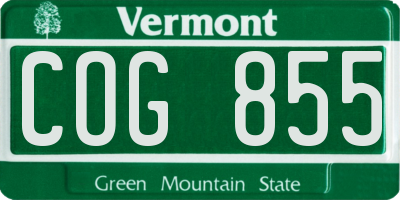 VT license plate COG855