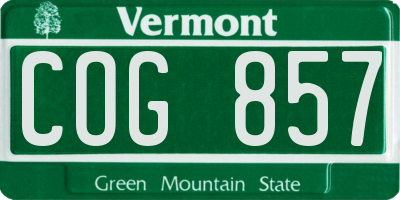 VT license plate COG857