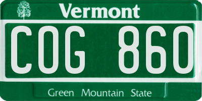 VT license plate COG860