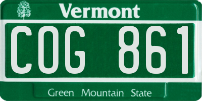 VT license plate COG861