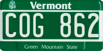 VT license plate COG862