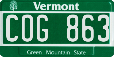 VT license plate COG863