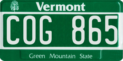 VT license plate COG865