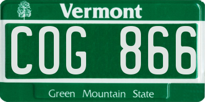 VT license plate COG866
