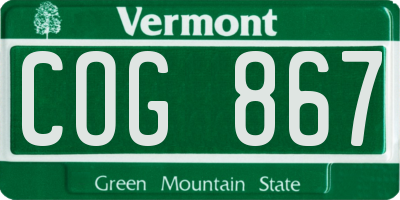 VT license plate COG867