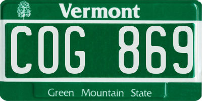 VT license plate COG869