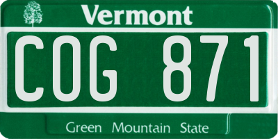 VT license plate COG871