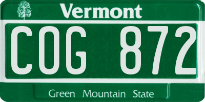 VT license plate COG872