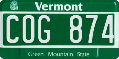 VT license plate COG874