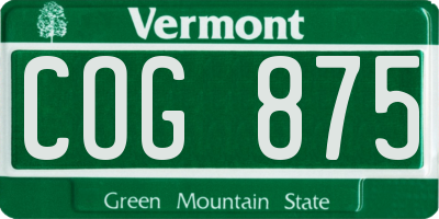 VT license plate COG875