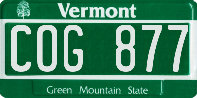 VT license plate COG877