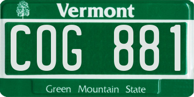 VT license plate COG881