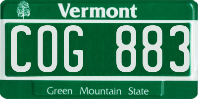 VT license plate COG883