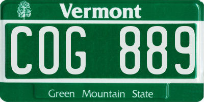VT license plate COG889