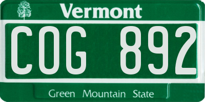 VT license plate COG892