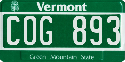 VT license plate COG893