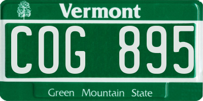 VT license plate COG895