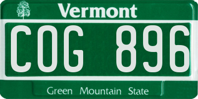 VT license plate COG896