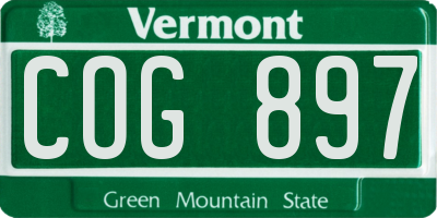 VT license plate COG897