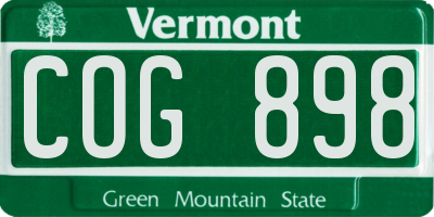 VT license plate COG898