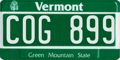 VT license plate COG899