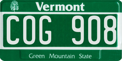VT license plate COG908