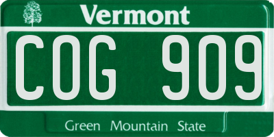 VT license plate COG909