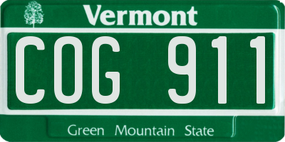 VT license plate COG911