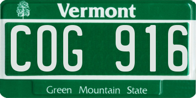 VT license plate COG916