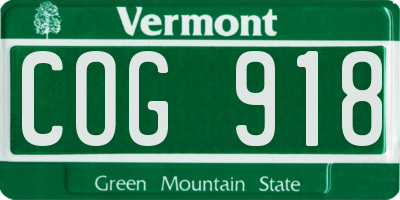 VT license plate COG918