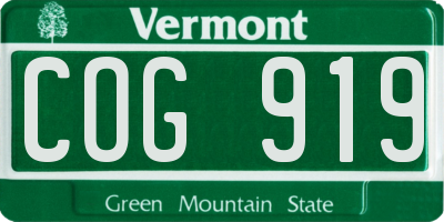 VT license plate COG919