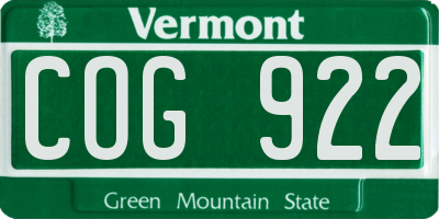VT license plate COG922