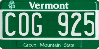 VT license plate COG925
