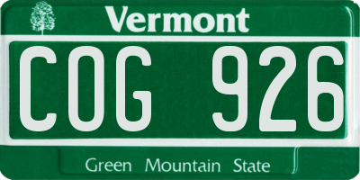 VT license plate COG926
