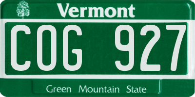 VT license plate COG927