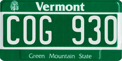 VT license plate COG930