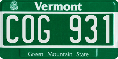 VT license plate COG931