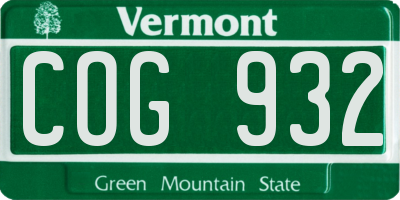 VT license plate COG932