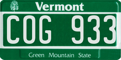 VT license plate COG933